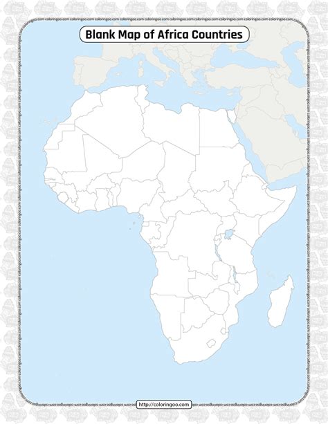 Printable Blank Map Of Africa Countries Worksheet Map Quiz Map Outline