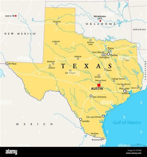 Carte Politique Du Texas Austin Au Capital Frontières Principales