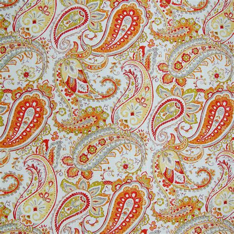 Blaze Orange Paisley Upholstery Fabric
