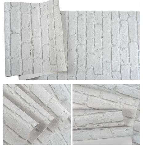 3d White Brick Effect Wallpaper Roll Light Grey Modern Vintage Rustic