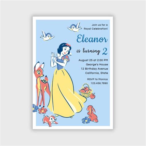 Invitations Paper Snow White And The Seven Dwarfs Themed Birthday Party