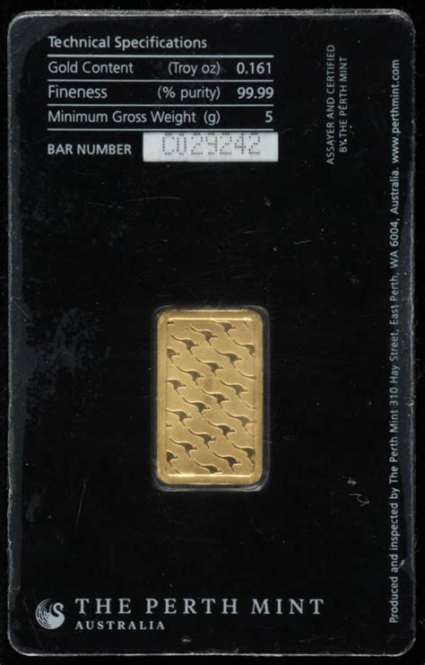 1 Gram Perth Mint Gold Bar In The Perth Mint Card Pristine Auction