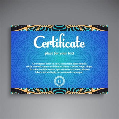 Blue Ethnic Diploma Template Eps Vector Uidownload