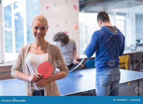 Startup Business Team Playing Ping Pong Tennis Stock Image Image Of