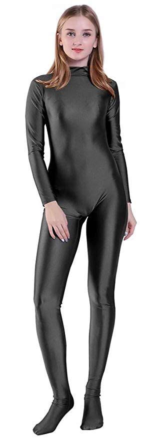 Kepblom Unisex Turtleneck Costume Unitard Spandex Long Sleeve Footed Bodysuit Zentai Suit