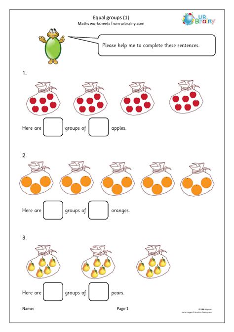 Equal Groups Worksheet Multiply And Divide In Year 1 Age 5 6 Urbrainy