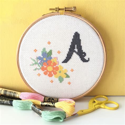 Personalised Monogram Initial Cross Stitch Kit For Beginners Hannah Hand Makes