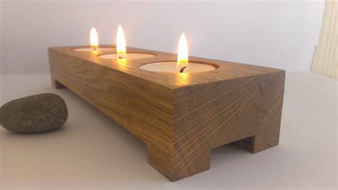 3 Tea Light Candle Holder Modern Look Candle Holder Wooden Etsy Uk