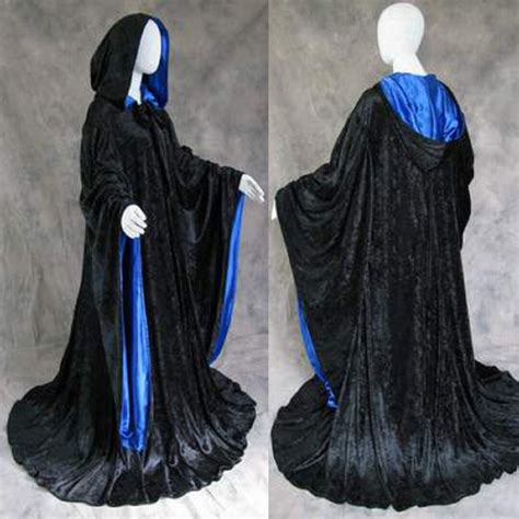 Black Wizard Robe With Hood And Sleeves Halloween Party Etsy