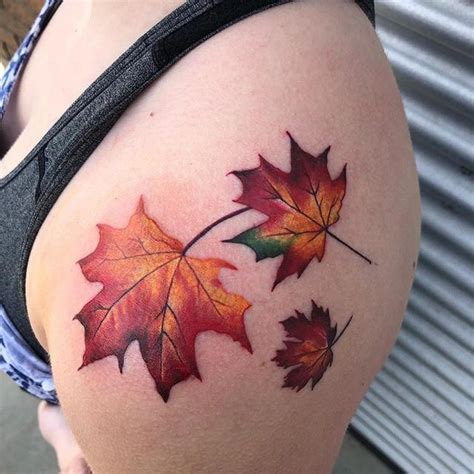 50 Shoulder Tattoo For Womansimply Pretty Maple Leaf Botanical Tattoo