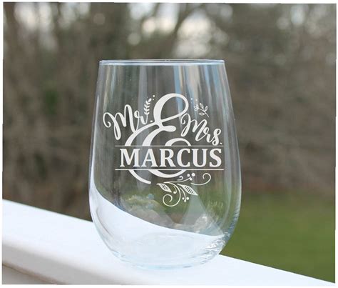 Wedding Wine Glass Etched Stemless Wine Glass Personalized Etsy Christmas Wine Glasses Wine