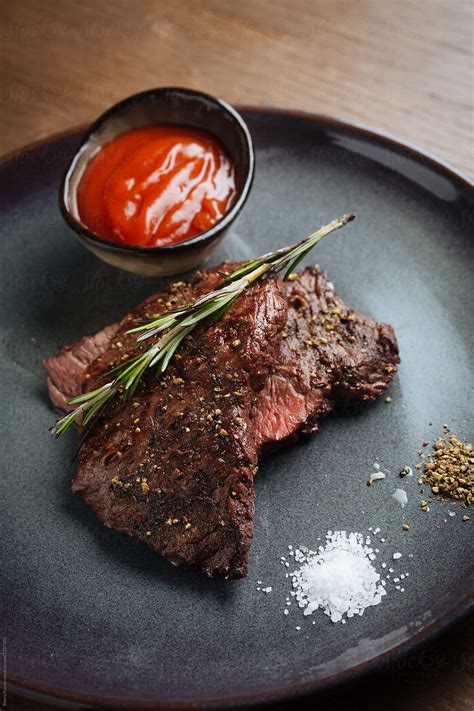 Angus Beef Steak Served In Cafe By Stocksy Contributor Pietro Karras