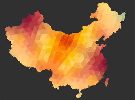China Map In Geometric Polygonalmosaic Style Stock Vector