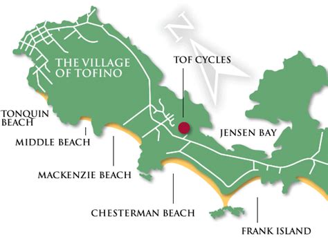 Tofino Map With Location Of Tof Cycles Vancouver Island Vacations