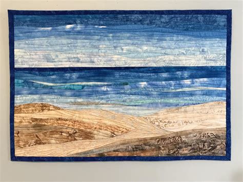 Art Quilt Ocean With Dunes 15 Wall Quilt Wall Hanging Etsy Seascape