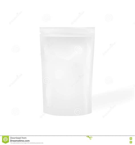 White Blank Foil Food Or Drink Doy Pack Bag Packaging Illustration