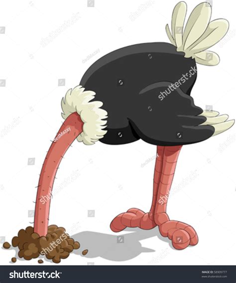 Ostrich Has Buried Head Sand Stock Vector 58909777 Shutterstock