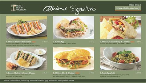 The menu is so attractive. O'Briens Irish Sandwich Cafe - Malaysia