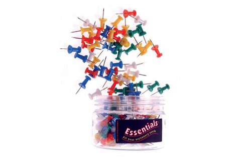 Necessities Tubs Pk 200 Push Pins Assorted Colours