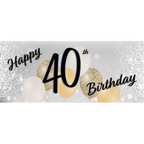 Happy 40th Birthday Silver Pvc Party Sign Decoration 60cm X 25cm