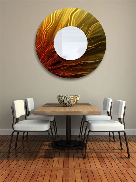 Mirror 109 Gold Orange And Brown Abstract Metal Wall Art Mirror
