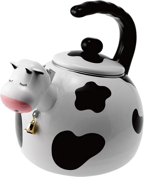 Whistling Tea Kettle For Stove Top Cow Decor Enamel On