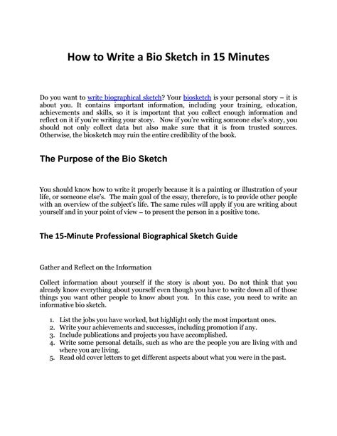 Discover The Secrets To Write Biographical Sketch In 15