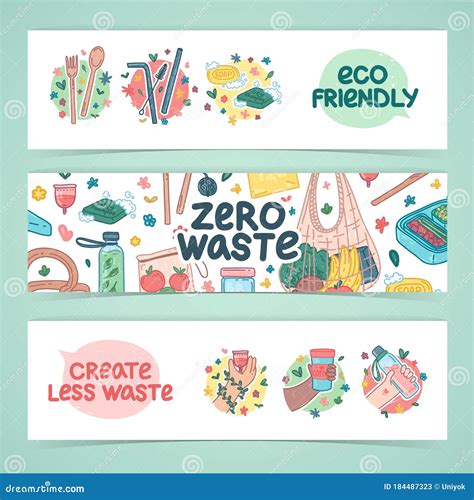 Zero Waste Lifestyle Design. Eco Friendly Banner Concept with