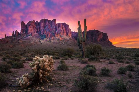Superstitionmtnaz Arizona Landscape Superstition Mountains