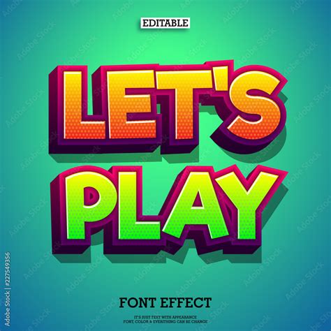 Lets Play 3d Color Full Game Logo Text Effect Stock Vector Adobe Stock