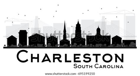 Charleston South Carolina City Skyline Black Stock Vector Royalty Free