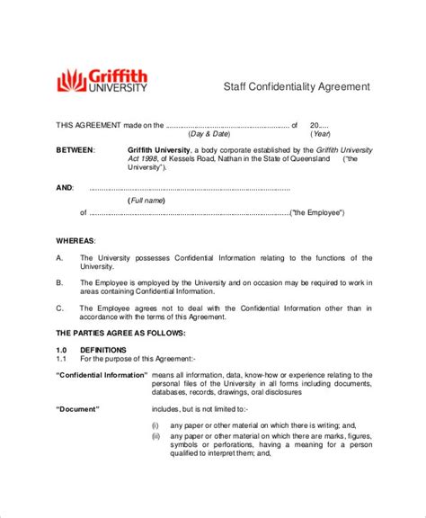 16 Employee Confidentiality Agreement Templates Free Sample Example