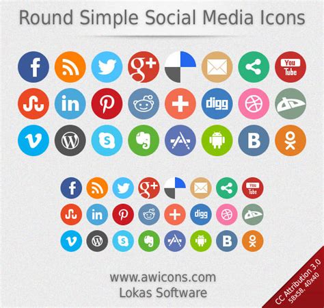 Round Simple Social Media Icons By Insofta On Deviantart