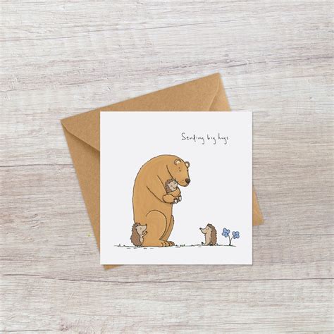 Sending Big Hugs Greeting Card Bear Hug Hedgehogs Card Etsy