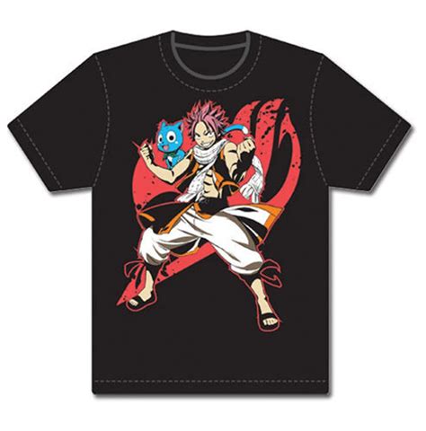Fairy Tail Natsu And Happy Black Mens T Shirt Anime Licensed New New