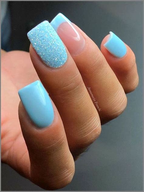 Sparkly Light Blue French Tips Soso Nail Art Blue Glitter Nails Cute Acrylic Nails Best