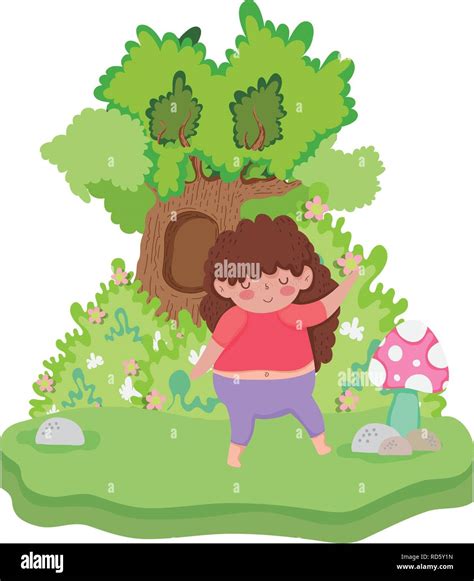 Little Chubby Girl In The Landscape Stock Vector Image And Art Alamy