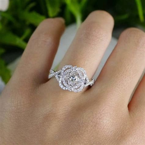 Delicate Double Halo Diamond Engagement Ring In White Gold By Parade