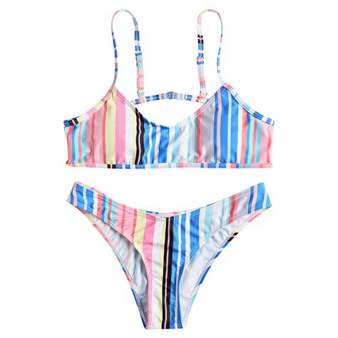 Rosegal Thong Bikini Low Waist Bikini Set Sexy Women Swimsuit Summer