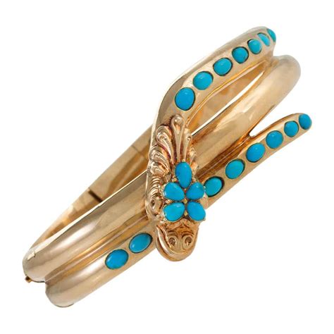 Victorian Persian Turquoise Fluted Gold Bangle Bracelet At 1stdibs