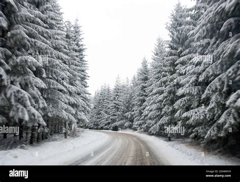 Slippery Road Surface In Winter Stock Photo Alamy