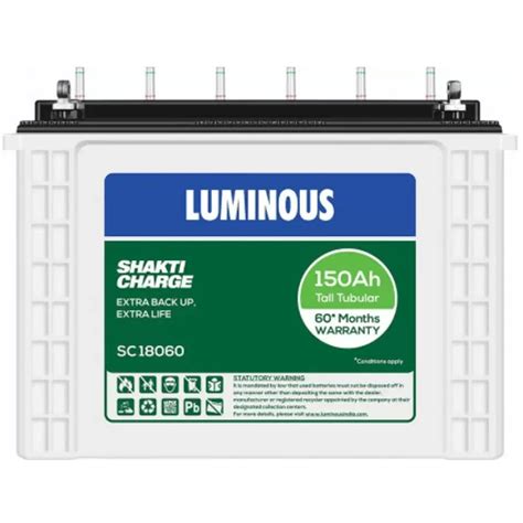 Luminous Sc18060 150ah Tall Tubular Battery 12volt 5 Years At Rs