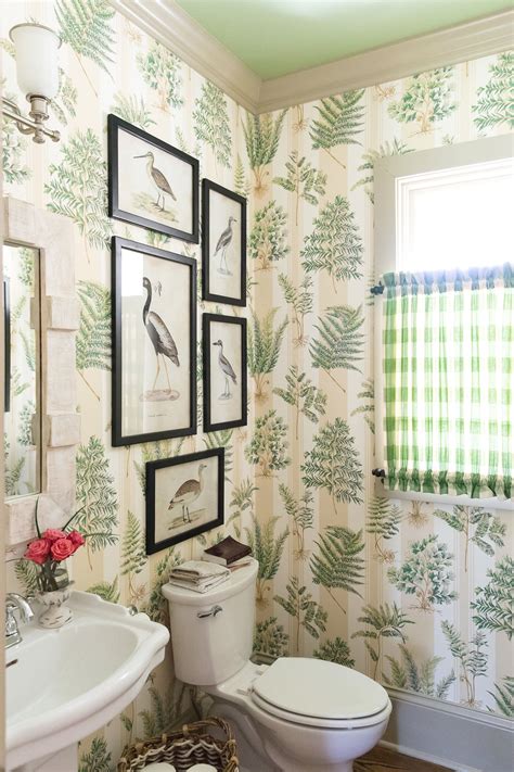 Fern Wallpaper By Thibaut Wallcovering Makes This Powder Bath Designed