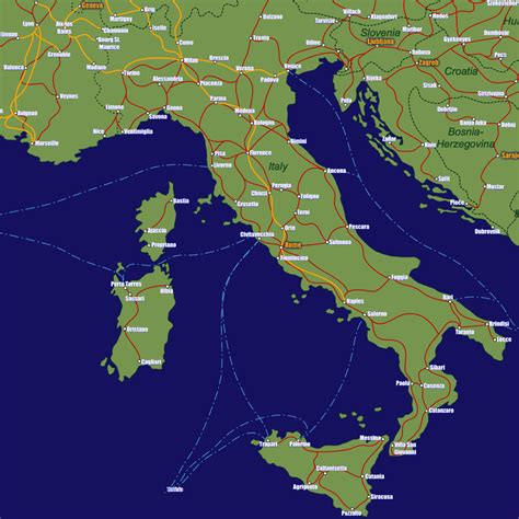 Italy Rail Travel Map European Rail Guide