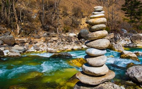Premium Photo Beautiful Rocks Stacked At River Near Paro Bhutan