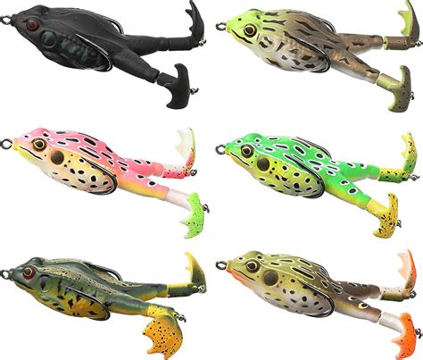 6 Pieces Soft Frog Bait Frog Lure Double Propellers Legs 3d Eyes