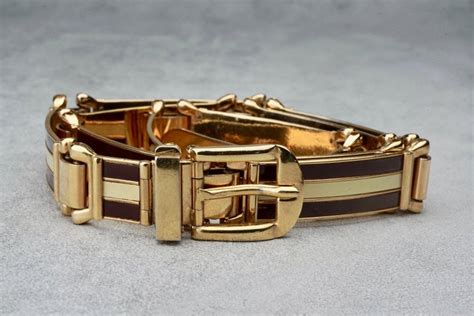 Vintage Iconic Gucci Gold Enamel Buckle Belt For Sale At 1stdibs