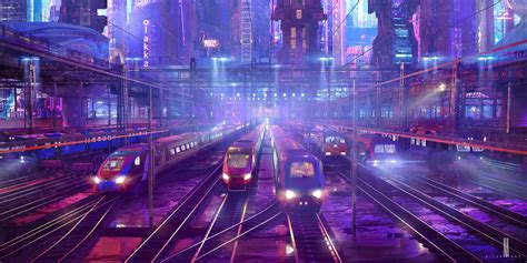 Artstation Cyberpunk Train Yard