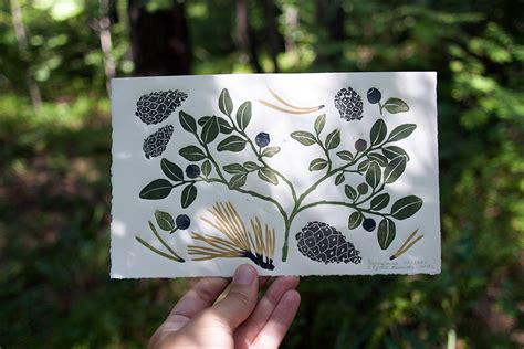 Artist Aims To Preserve Her Local Forest By Crafting Linocut Stamps Of
