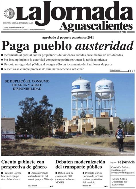 En esta emisión, presentaremos los temas y propuestas concretas. Portada del periódico La Jornada de Aguascalientes (México ...